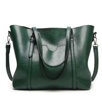 Women's Large Pu Leather Solid Color Streetwear Zipper Tote Bag sku image 1