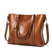 Women's Large Pu Leather Solid Color Streetwear Zipper Tote Bag sku image 4