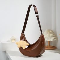 Women's Large Pu Leather Solid Color Vintage Style Classic Style Zipper Shoulder Bag sku image 3