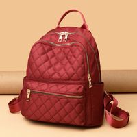 Women's Large Capacity Fashionable Diamond Casual Outdoor Oxford Cloth Backpack main image 6