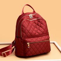 Women's Large Capacity Fashionable Diamond Casual Outdoor Oxford Cloth Backpack main image 3