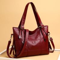 Women's Large Pu Leather Solid Color Vintage Style Classic Style Zipper Tote Bag main image 5