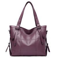 Women's Large Pu Leather Solid Color Vintage Style Classic Style Zipper Tote Bag sku image 3