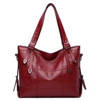 Women's Large Pu Leather Solid Color Vintage Style Classic Style Zipper Tote Bag sku image 1