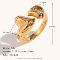 Simple Style Heart Shape Stainless Steel Polishing Plating Open Rings main image 2