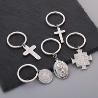 Simple Style Human Cross Titanium Steel Bag Pendant Keychain main image 11