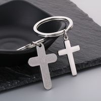Simple Style Human Cross Titanium Steel Bag Pendant Keychain main image 4