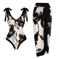 Women's Classic Style Printing Solid Color 2 Pieces Set One Piece Swimwear main image 1