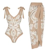 Women's Classic Style Printing Solid Color 2 Pieces Set One Piece Swimwear main image 3