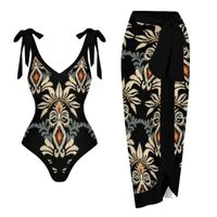 Women's Classic Style Printing Solid Color 2 Pieces Set One Piece Swimwear main image 5