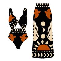 امرأة ريترو ورد 2 قطعة مجموعة قطعة واحدة ملابس السباحة main image 2