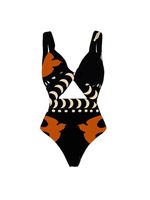 امرأة ريترو ورد 2 قطعة مجموعة قطعة واحدة ملابس السباحة sku image 9