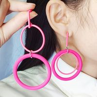 1 Pair Exaggerated Simple Style Round Spray Paint Alloy Drop Earrings main image 1