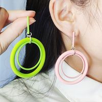 1 Pair Exaggerated Simple Style Round Spray Paint Alloy Drop Earrings main image 2
