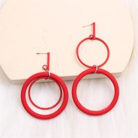 1 Pair Exaggerated Simple Style Round Spray Paint Alloy Drop Earrings sku image 5