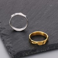 Simple Style Solid Color Titanium Steel 18K Gold Plated Men's Rings main image 1