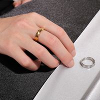 Simple Style Solid Color Titanium Steel 18K Gold Plated Men's Rings main image 9