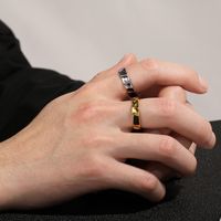 Simple Style Solid Color Titanium Steel 18K Gold Plated Men's Rings main image 10
