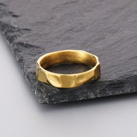 Simple Style Solid Color Titanium Steel 18K Gold Plated Men's Rings main image 5