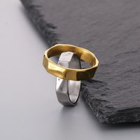Simple Style Solid Color Titanium Steel 18K Gold Plated Men's Rings main image 4