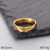 Estilo Simple Color Sólido Acero Titanio Chapados en oro de 18k Hombres Anillos sku image 7