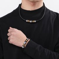 Hip-hop Geometric Pu Leather Men's Bracelets Necklace main image 10