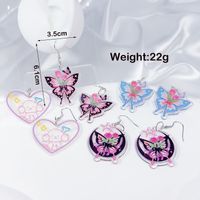 4 Pairs Cute Sweet Classic Style Heart Shape Flower Butterfly Painted Rattan Soft Clay Drop Earrings main image 3