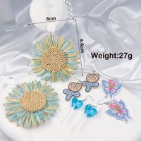 4 Pairs Cute Sweet Classic Style Heart Shape Flower Butterfly Painted Rattan Soft Clay Drop Earrings main image 2