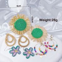 4 Pairs Cute Sweet Classic Style Heart Shape Flower Butterfly Painted Rattan Soft Clay Drop Earrings sku image 11