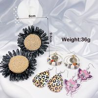 4 Pairs Cute Sweet Classic Style Heart Shape Flower Butterfly Painted Rattan Soft Clay Drop Earrings sku image 19