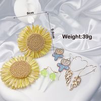 4 Pairs Cute Sweet Classic Style Heart Shape Flower Butterfly Painted Rattan Soft Clay Drop Earrings sku image 14