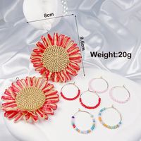 4 Pairs Cute Sweet Classic Style Heart Shape Flower Butterfly Painted Rattan Soft Clay Drop Earrings sku image 1