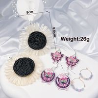 4 Pairs Cute Sweet Classic Style Heart Shape Flower Butterfly Painted Rattan Soft Clay Drop Earrings sku image 5