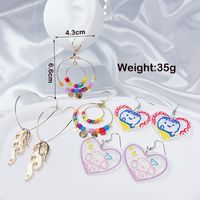 4 Pairs Cute Sweet Classic Style Heart Shape Flower Butterfly Painted Rattan Soft Clay Drop Earrings sku image 17