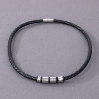 Simple Style Round Pu Leather Men's Bracelets Necklace main image 4