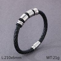 Simple Style Round Pu Leather Men's Bracelets Necklace sku image 1