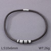 Simple Style Round Pu Leather Men's Bracelets Necklace sku image 5