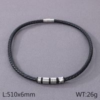 Simple Style Round Pu Leather Men's Bracelets Necklace sku image 6