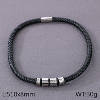 Simple Style Round Pu Leather Men's Bracelets Necklace sku image 8