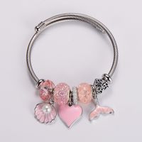 Wholesale Jewelry Romantic Sweet Heart Shape Shell Fish Tail Alloy Resin Copper Artificial Pearls Inlay Wristband sku image 2
