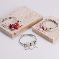Wholesale Jewelry Romantic Sweet Heart Shape Shell Fish Tail Alloy Resin Copper Artificial Pearls Inlay Wristband main image 4