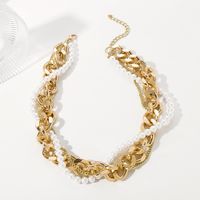 Punk Pearl Chain Imitation Pearl Alloy Criss Cross Women's Necklace main image 5
