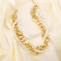 Punk Pearl Chain Imitation Pearl Alloy Criss Cross Women's Necklace main image 9