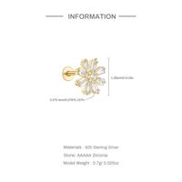 1 Piece Simple Style Flower Plating Sterling Silver Zircon Ear Studs main image 3