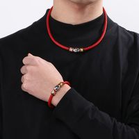 Hip-hop Geometric Pu Leather Titanium Steel Men's Bracelets Necklace main image 1