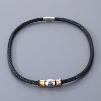 Hip-hop Geometric Pu Leather Titanium Steel Men's Bracelets Necklace main image 6