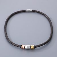 Hip-hop Geometric Pu Leather Titanium Steel Men's Bracelets Necklace main image 7