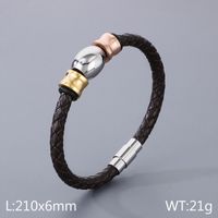 Hip-hop Geometric Pu Leather Titanium Steel Men's Bracelets Necklace sku image 3