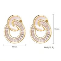 1 Pair Roman Style Shiny Circle Plating Inlay Copper Shell Zircon Ear Studs main image 2