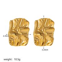 1 Pair Elegant Retro Geometric Plating Pleated Stainless Steel 18k Gold Plated Ear Studs main image 3